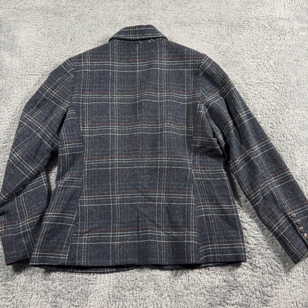 LLBean Women Windowpane Plaid Blazer Jacket Wool‎ Silk Front Pockets Size Medium - Picture 4 of 10